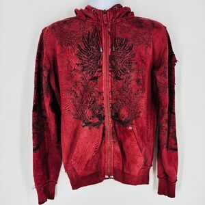 Men's Aqua Zip Up Hoodie Y2K Streetwear Graphic Sweater Size: M